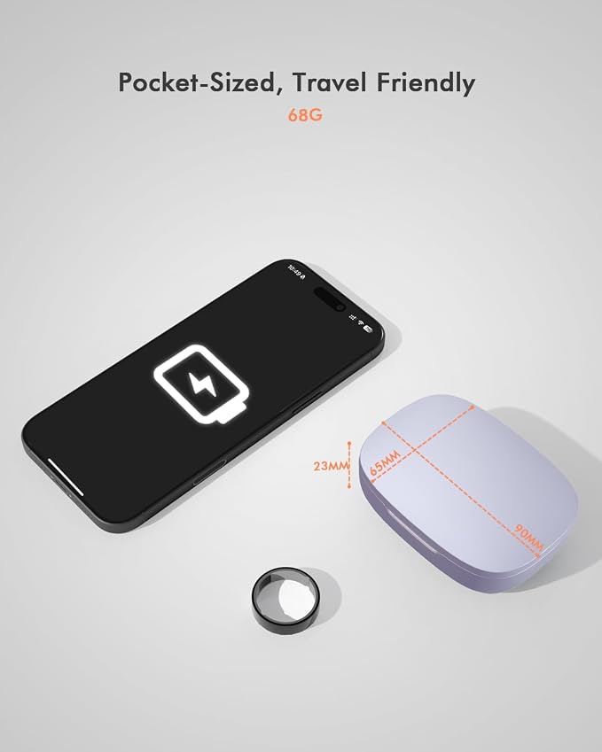 Doohoeek Updated Charging Case Compatible with Oura Ring 4 & 3 Charger, Wireless Power Station Fits Official Chargers & Fit All-Sized Rings Gen 4 & 3 1000mAh (Official Charger NOT Included), Purple