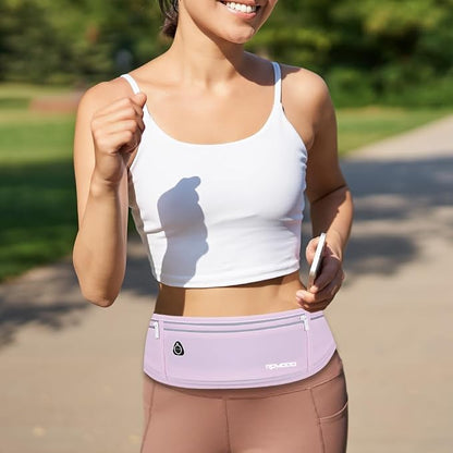 Running Fanny Pack for Women, Running Belts for Men, Water Resistant Waist Pack, Large Capacity Phone Pouch，Adjustable Bounce Free Phone Holder for Running Walking Hiking Cards Key Light Purple