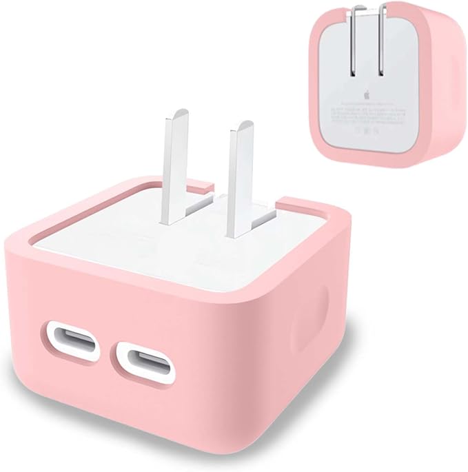 Case for Apple 35W Power Adapter,NOUKAJU Silicone Protective Cover,Drop-Proof,Scratch-Proof,Shock-Proof,Protective Case for Apple 35W Charger(Pink)