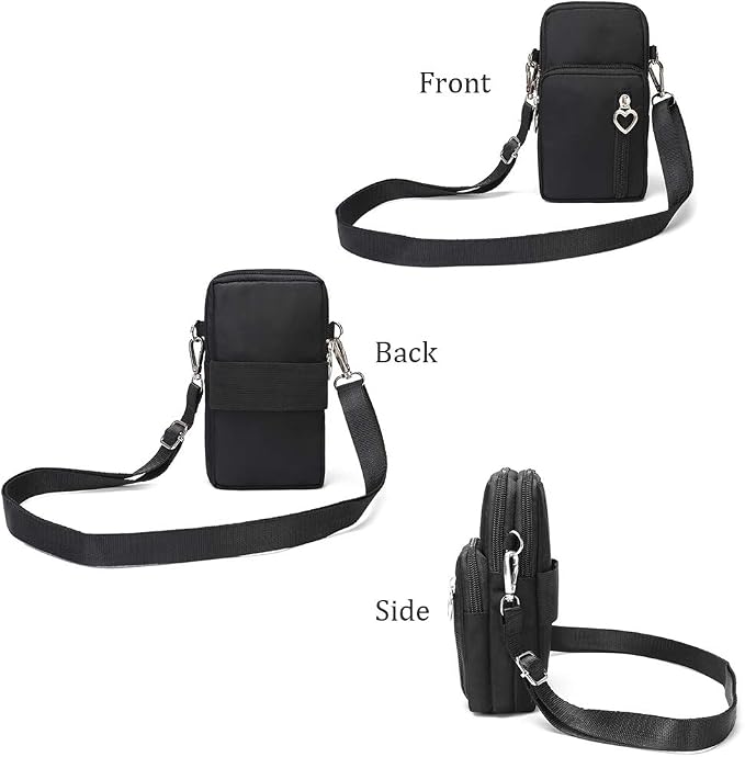 Outdoor Sweat-Proof Running Armbag Cross-Body Shoulder Casual Wallet Purse Crossbody Bag Gym Fitness Cell Phone Key Holder for iPhone 13 12 Pro Max Xs Max/Xr,Galaxy Note 10, P30 Pro,Black