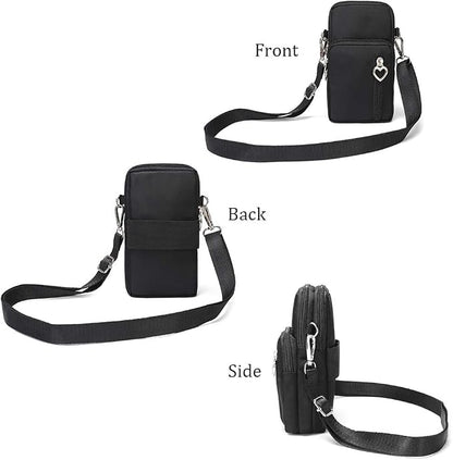 Outdoor Sweat-Proof Running Armbag Cross-Body Shoulder Casual Wallet Purse Crossbody Bag Gym Fitness Cell Phone Key Holder for iPhone 13 12 Pro Max Xs Max/Xr,Galaxy Note 10, P30 Pro,Black