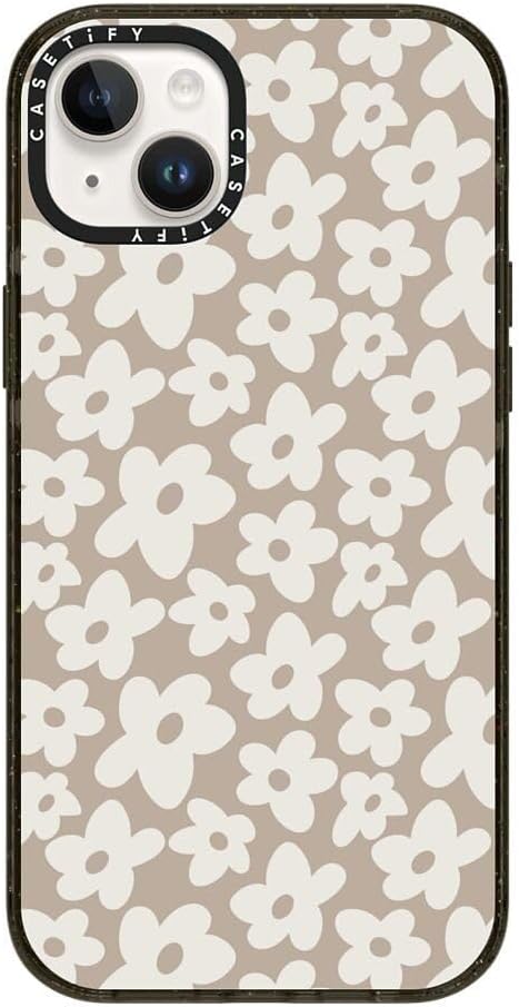 CASETiFY Impact iPhone 14 Plus Case [4X Military Grade Drop Tested / 8.2ft Drop Protection/Compatible with Magsafe] - Natural Flower - Clear Black