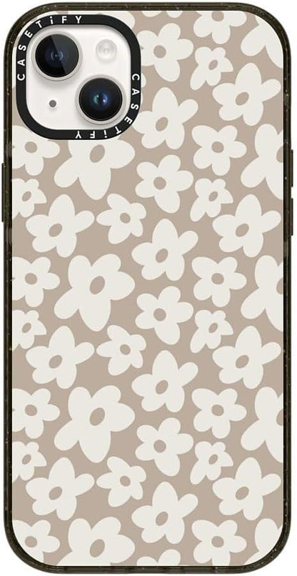 CASETiFY Impact iPhone 14 Plus Case [4X Military Grade Drop Tested / 8.2ft Drop Protection/Compatible with Magsafe] - Natural Flower - Clear Black
