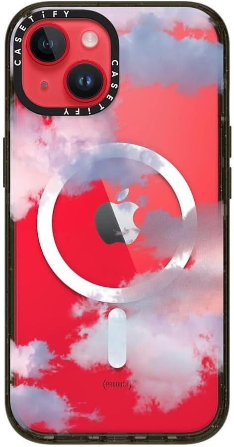 CASETiFY Impact iPhone 14 Case [4X Military Grade Drop Tested / 8.2ft Drop Protection/Compatible with Magsafe] - Clouds - Glossy Black