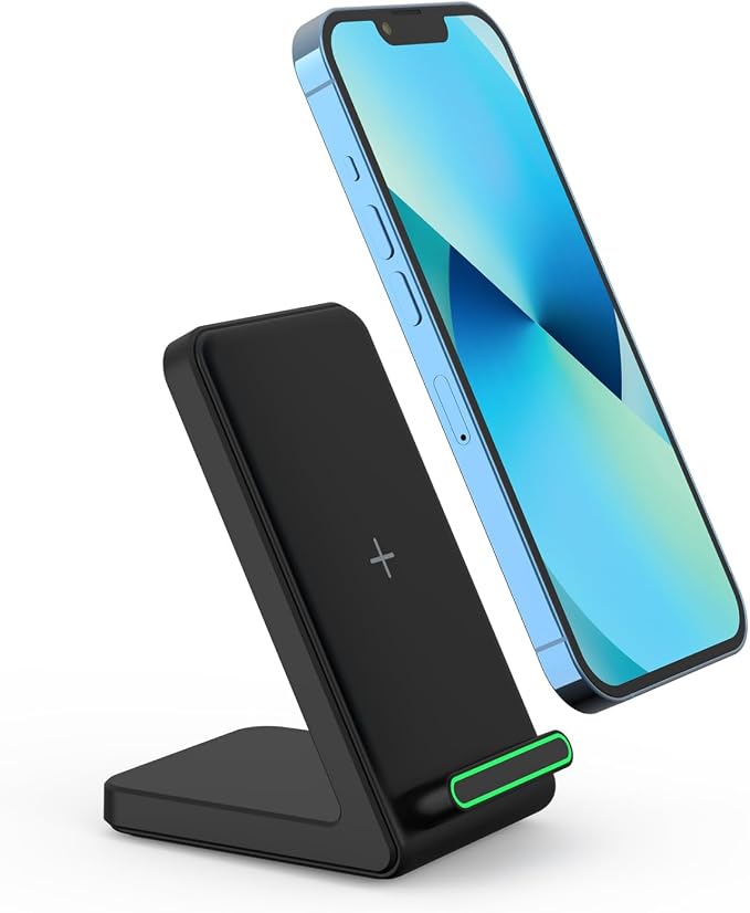 Fast Wireless Charging Stand, 15W Fast Charging Stand with Adapter for Samsung Galaxy S24/S24+/S24 Ultra/S23/S22/S21/S20/S10/Note, for iPhone 16/15/14/13/12/11/XR, for Pixel 9/8/7, and More.