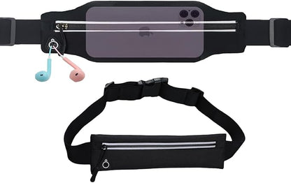 Slim Running Belt Fanny Pack for Men Women, Running Hiking Cycling Phone Holder, Reflective Runners Pouch Waist Pack for Workout, Money Belt, Running Gear Accessories Gift【Fits All Size Phones】