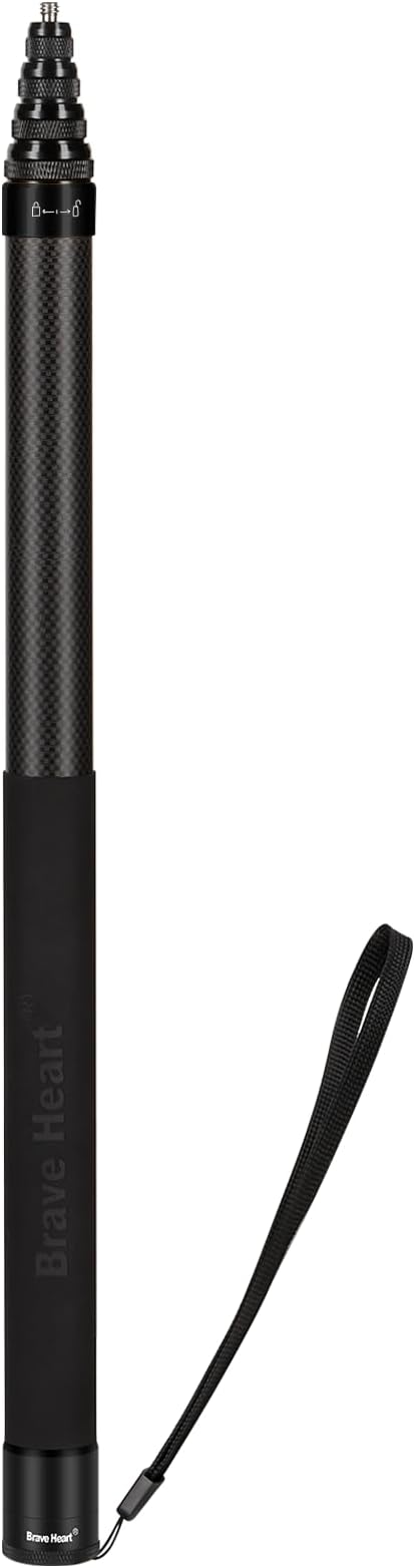 17-118"/3.0m Carbon Fiber Invisible Selfie Stick 9.8ft Extended Super Long Pole for Insta360 X5/X4 Insta 360 X3 ONE X2, ONE R, ONE X, ONE GO 3S 3 2 Gopro Max Action Camera Accessories