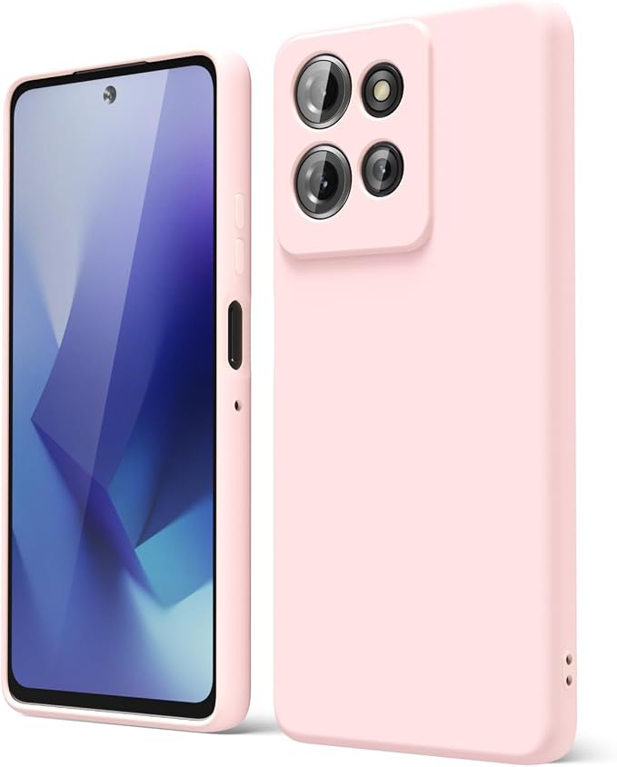 oakxco for Motorola Moto G Power 2025 Case Liquid Silicone, Cute Thin Slim Grip Soft Rubber Gel for Women Men, Smooth Matte TPU Plain Solid Color Girly Simple Case with Camera Cover, Light Pink