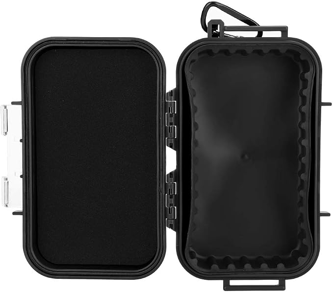 Tiiyee Small Waterproof Boxes of Plastic Case Shockproof Airtight Container Case Portable Airtight Carry Box Black Dry