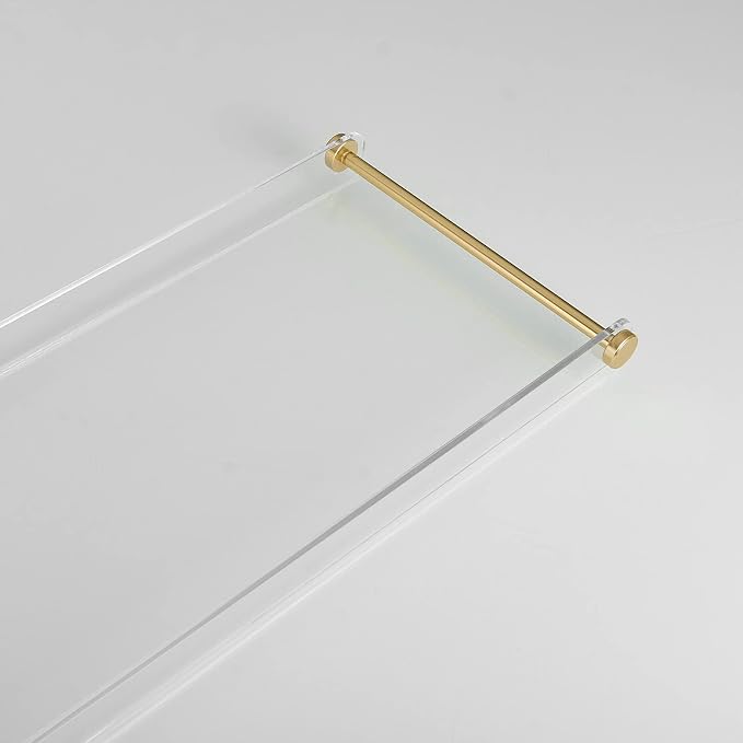 Bathtub Tray Clear Caddy Rack: Acrylic Tub Tray Shelf with Gold Rails to Hold Book Phone Candle Wine - Waterproof Bathtub Accessories, Luxury Gifts for Women