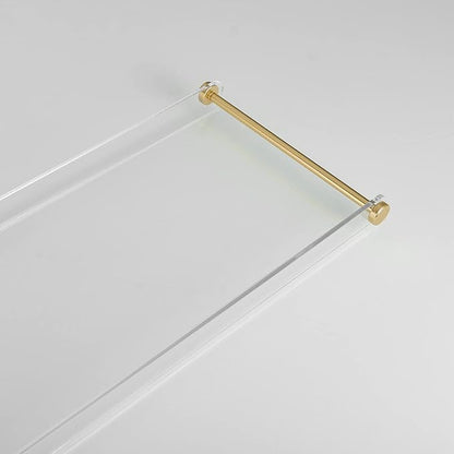 Bathtub Tray Clear Caddy Rack: Acrylic Tub Tray Shelf with Gold Rails to Hold Book Phone Candle Wine - Waterproof Bathtub Accessories, Luxury Gifts for Women