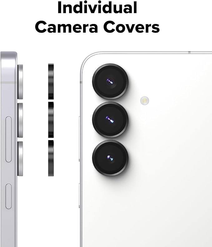 Ringke Camera Lens Frame Glass Compatible with Samsung Galaxy S25 FE Camera Lens Protector [Individual Lens Covers] Tempered Glass Covers and Aluminum Alloy Frames - 2 Pack