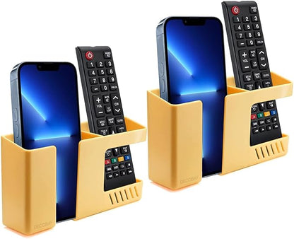 D3 Wall Mount Phone Holder, Punch-Free Wall-Mounted Mobile Phones Charging to Stand, Sticky Remote Control Storage Box Bedside Lazy Mobile Phone Rack, Multipurpose Storage Box (2 Pack-Y)