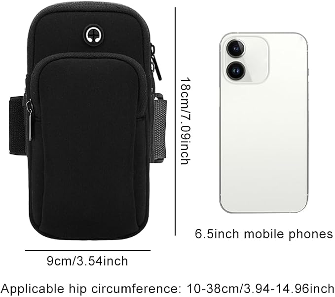 Phone Holder for Running, Universal Adjustable Arm Band Key Card Bag Fit Gym Jogging Hiking Exercise Walking Workout, Running Armband for Phone Under 7 Inch(Black)