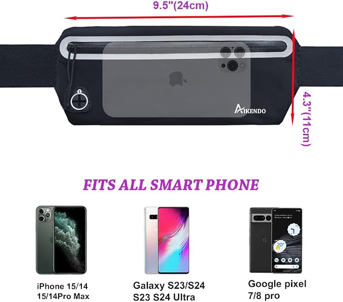 Slim Running Belt Fanny Pack Women Men,Runners Phone Holder Waist Bag,Run Pouch Waist Belt for Workout Jogging,Travel Money Belt Running Gear Accessories.
