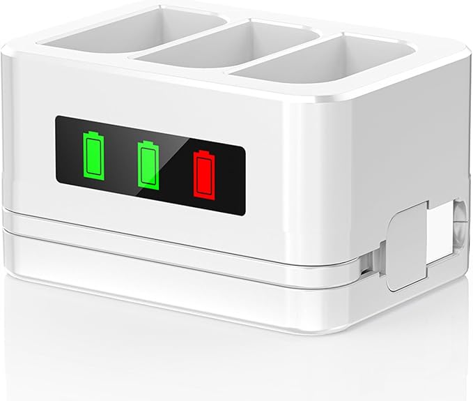 3-Slot Battery Charging Station/Battery Charger/Charging case,with LED Display, Type-C Input,Compatible with Ring Doorbell 2/3/4/3 Plus/Spotlight Cam/Peephole Cam and Other Battery