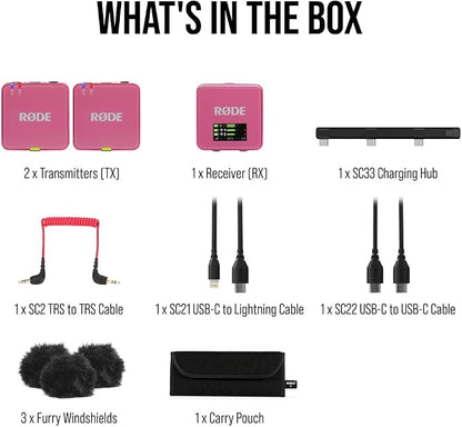 RØDE Wireless GO (Gen 3) – Compact Wireless Mic – Pristine Audio, 32-bit Float Recording, Automatic Level Control, for Phones, Cameras and Computers (Pink)