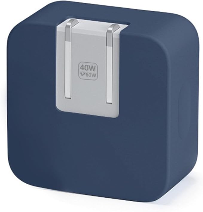 40W Dynamic (up to 60W) Soft Silicone Charger Protector Case for iPhone 17/16 Pro/Max, 40W Dynamic Power Adapter Sleeve Cover for MacBook Air 13 13.6 15 inch M4 M3 M2 M1 2025-2018 Release, Navy Blue