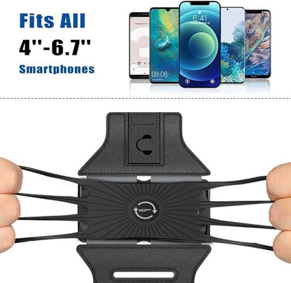 Running Armband 360° rotatable for iPhone 15/14/13/Pro Max/Pro/Mini/12/11/SE/Xs/XR/X/8/7/Plus, Suitable for All 4-6.7 inch Smartphones, Running Hiking and Cycling Mobile Phone Armband