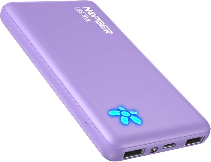Portable Charger 10000mAh Ultra Slim Power Bank Lightweight Pocket-Sized Design 22.5W Output for iPhone 16/15/14 Samsung Galaxy Android Devices Travel Essentials（Purple）