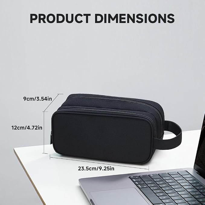 Teskyer Double Layer Cable Organizer Bag, Travel Tech Pouch, Black | Elastic Bands Organization, Water Resistant Fabric, Multiple Compartments, Padded Protection, Travel and Office Use