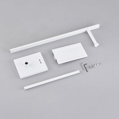 Freestanding Toilet Paper Holder for Bathroom–Stainless Steel Square Tissue Dispenser with Storage Tray & Roll Organizer (White)