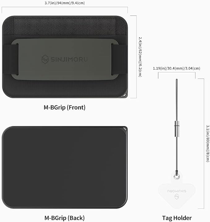 Sinjimoru for 3 in 1 MagSafe Wallet 2600g Magnetic Strength Phone Grip with Stretchy Fabric Secure Flap Anti-Drop Tag Holder for iPhone 16 15 14 13 12 M-BGRIP Olive Grey