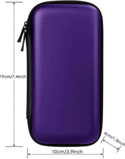 iMangoo Travel Essential Electronics Organizer Pouch Charger Case, Shockproof Dual Zipper Power Bank Cables Tech Accessories Purse, Men & Women Travel Must Have Storage Bag, 6.5x3.2x1 inch Purple