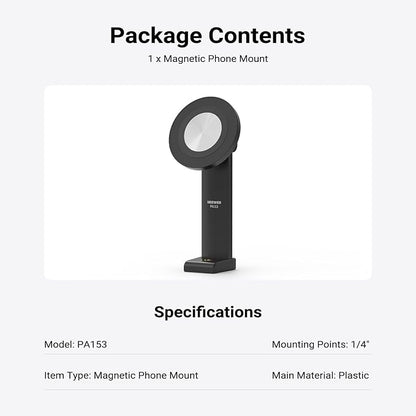 NEEWER Entry Level Version Magnetic Phone Holder Tripod Mount Adapter, 360° Compact Lightweight Portable Compatible with MagSafe iPhone Samsung Android for Video Recording, PA153