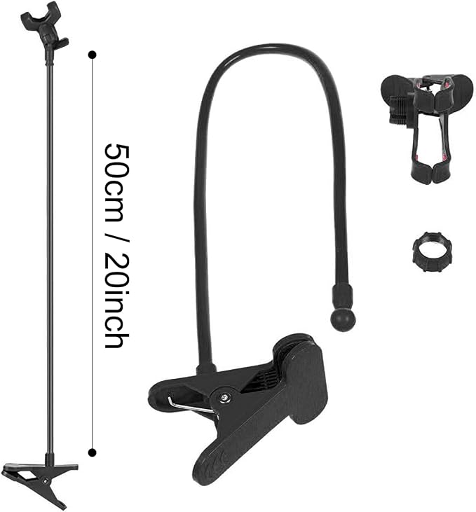 ITART Plastic Flexible Long Arms Gooseneck Clip Clamp Stand Universal Cell Phone Holder - Black