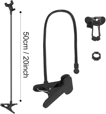 ITART Plastic Flexible Long Arms Gooseneck Clip Clamp Stand Universal Cell Phone Holder - Black