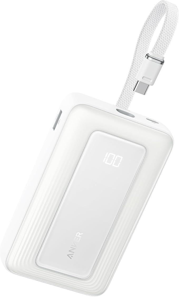 Anker Zolo Power Bank, 20,000mAh 45W Max Fast Portable Charger with Built-in USB-C Cable, USB C&A, 40W Battery Pack for iPhone 17 Series, MacBook, Samsung, and More (Charger Not Included)