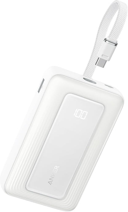 Anker Zolo Power Bank, 20,000mAh 45W Max Fast Portable Charger with Built-in USB-C Cable, USB C&A, 40W Battery Pack for iPhone 17 Series, MacBook, Samsung, and More (Charger Not Included)
