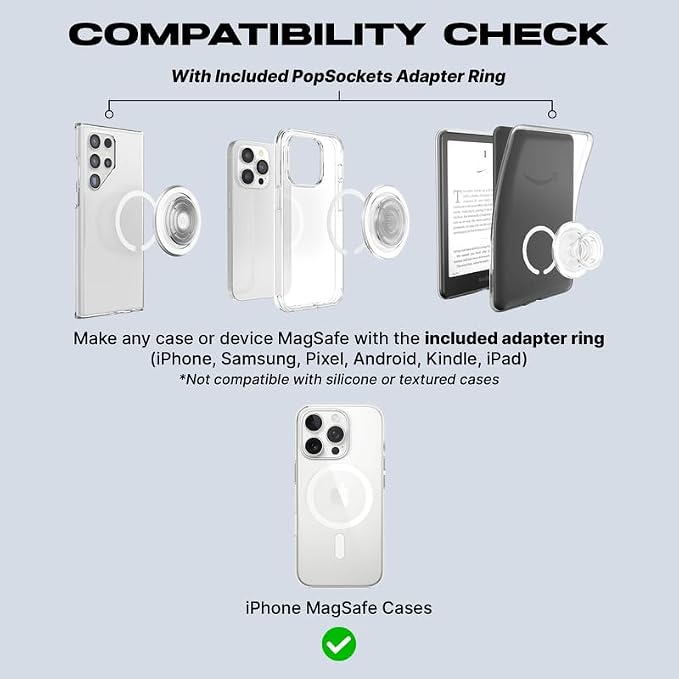 PopSockets Phone Grip for MagSafe, Magnetic Holder, Phone Stand, Green - Fluted Fatigue