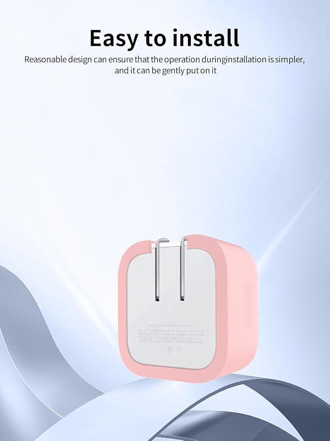 Case for Apple 40W Charger, WUNIAK Soft Silicone Protective Portable Scratch Shock Resistant Shell,Pink