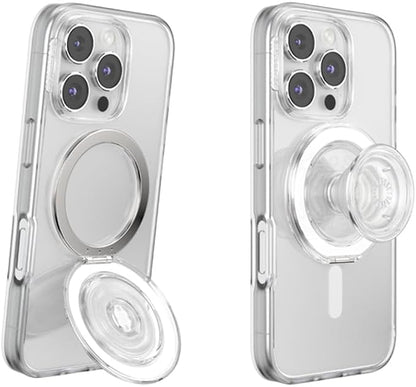 PopSockets Kick-Out Grip for MagSafe, Phone Grip with Built-in Phone Stand, Adjustable Kickstand for Portrait or Landscape, Strong Magnetic Hold, Wireless Charging Compatible - Clear