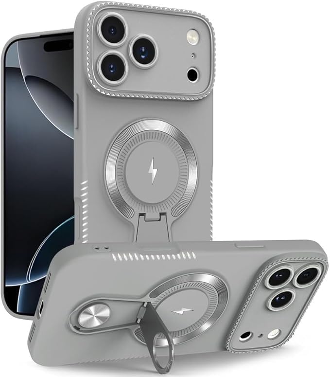 Magnetic for iPhone 17Pro Max/17/17Pro/17Air, Kickstand Frosted Shockproof Case Supports Wireless Charging Ultra-Thin Cover (17Pro Max,Gray) (17 Pro Mac,Gray)