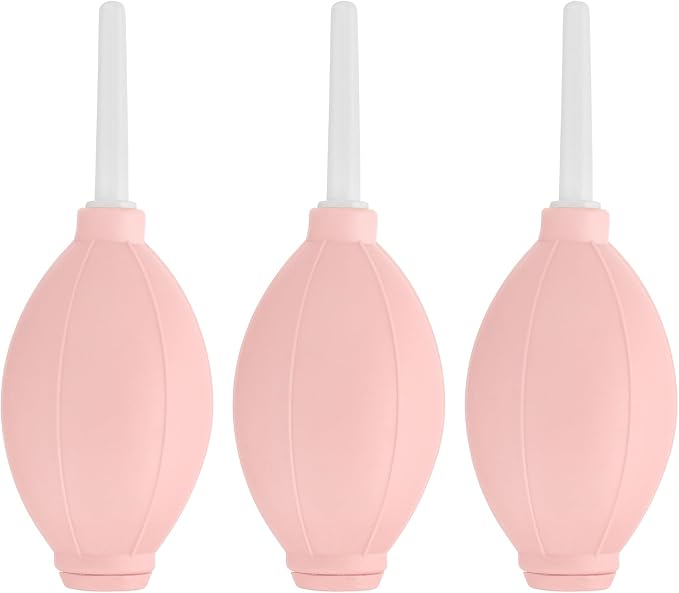 PATIKIL Soft Tip Air Blower Dust Blaster, 3 Pcs Rubber Bulb Air Pump Dust Blower Cleaner Cameras Lens Cleaning Tool with Long Nozzle for Camera Lens Computer Keyboard, Pink/White