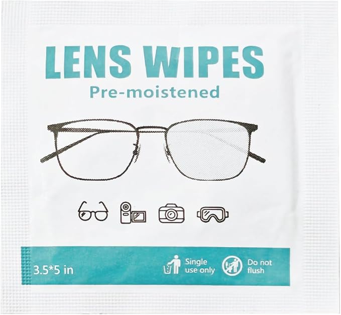 200 Count Lens Wipes for Eyeglasses Individually Wrapped Pre-Moistened Wipes Cleaner for Glasses Screens Camera Lens