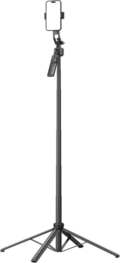 Auto Face Tracking Selfie Stick Tripod for iPhone with Light 360° Rotation That Follows Your Movement 63" Camera Tripod Stand with Remote for Content Creator Vlog Live Stream Video Recording