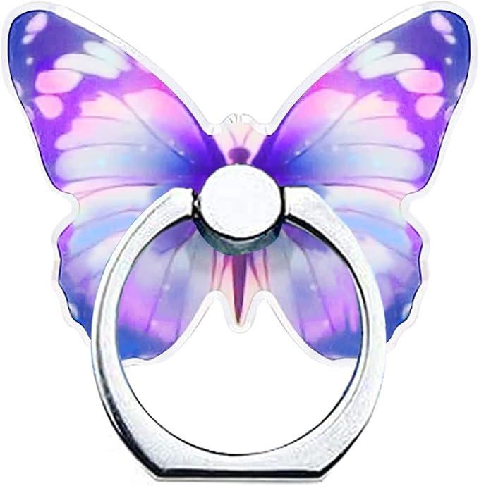 Kinizuxi Cell Phone Ring Holder Stand, Cute Butterfly Phone Ring Grip Holder 360° Rotation Finger Kickstand Compatible with All Smartphones Tablet(1Pack Purple)