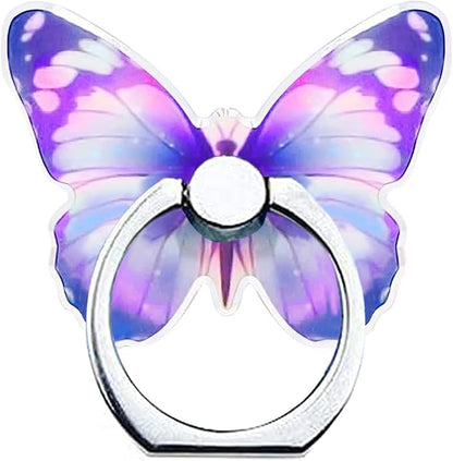 Kinizuxi Cell Phone Ring Holder Stand, Cute Butterfly Phone Ring Grip Holder 360° Rotation Finger Kickstand Compatible with All Smartphones Tablet(1Pack Purple)