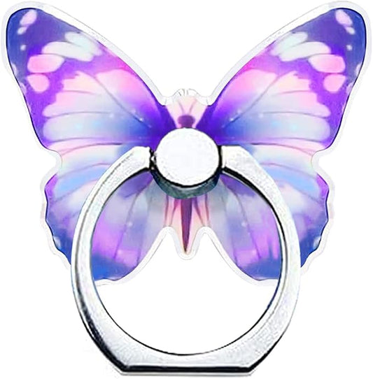 Kinizuxi Cell Phone Ring Holder Stand, Cute Butterfly Phone Ring Grip Holder 360° Rotation Finger Kickstand Compatible with All Smartphones Tablet(1Pack Purple)