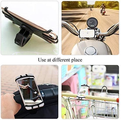 Bike Phone Mount, Universal Bike Phone Holder, 360° Rotatable, Silicone Bicycle Phone Mount Handlebar for iPhones, Galaxy, Xiaomi, Honor, Realme, Huaweii, Pixel, Oneplus and Other 4.5-7.0 Mobile