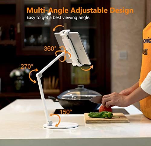 iPad Stand for Desk, Surface Pro Holder, Multi-Angle Adjustable Tablet Stand Holder for 4.7''- 13'' Screen Microsoft Surface Series, iPad Series,Samsung Galaxy Tabs,Amazon Kindle Fire, Etc. (White)