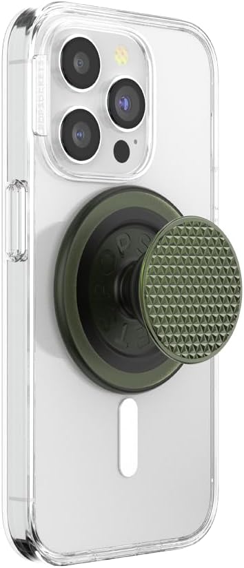 PopSockets Phone Grip for MagSafe, Magnetic Holder, Phone Stand, Green - Triangle Knurl Olive