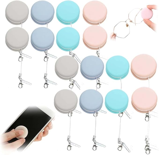 Yilia Macaron Phone Screen Cleaner, Cute Macaron Design Mobile Phone Screen Cleaner, Washable Dedusting Tool for Eyeglasses and Cell Phones (Mix, 16pcs)