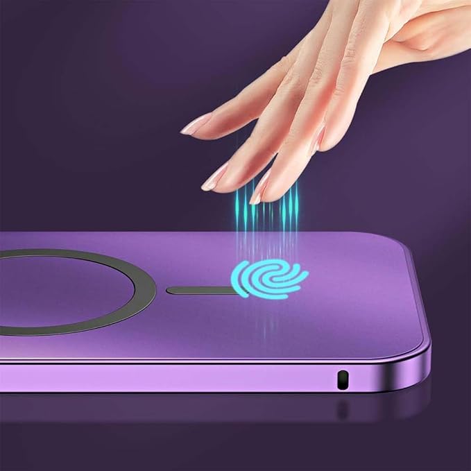 Magnetic Charging Aluminum Metal Bumper Matte Shell for iPhone, Anti-Collision Matte Snap-On Phone Case, for iPhone 16/15/14/13/12 Pro Max (Black,14 Pro)