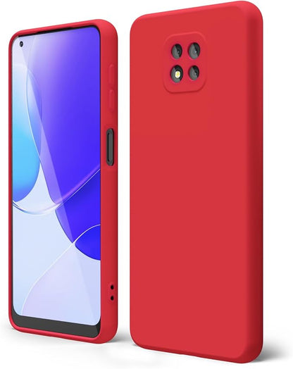 oakxco for Motorola Moto G Power 2021 Phone Case Liquid Silicone, Thin Slim Soft Rubber Gel TPU Plain Simple Cover for Women Girl Cute, Matte Solid Color, Red
