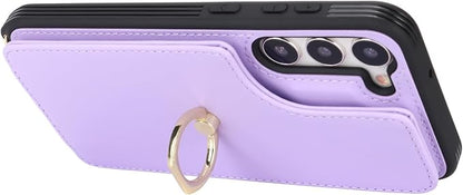 Lipvina for Samsung Galaxy S22 Case with Card Holder and Strap for Women,Crossbody Lanyard,RFID Blocking,Ring Stand,Snap Clasp,Phone Wallet Cases 6.1 inch(Purple)